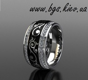 Золотое кольцо с эмалью заказать в Киеве 