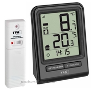 Цифровой термометр для комнаты и улицы с радиодатчиком TFA Prisma. 